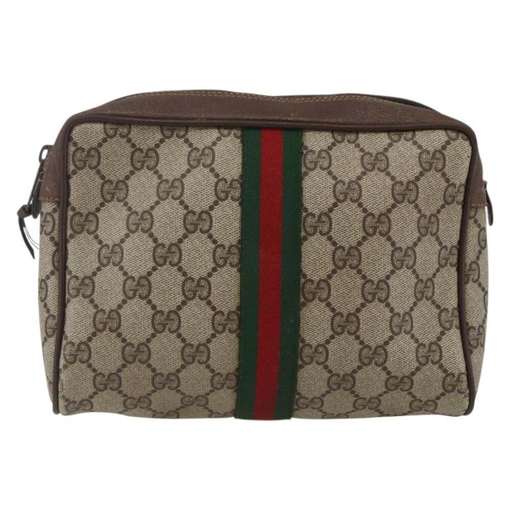 Gucci GG Supreme Web Clutch Bag Beige